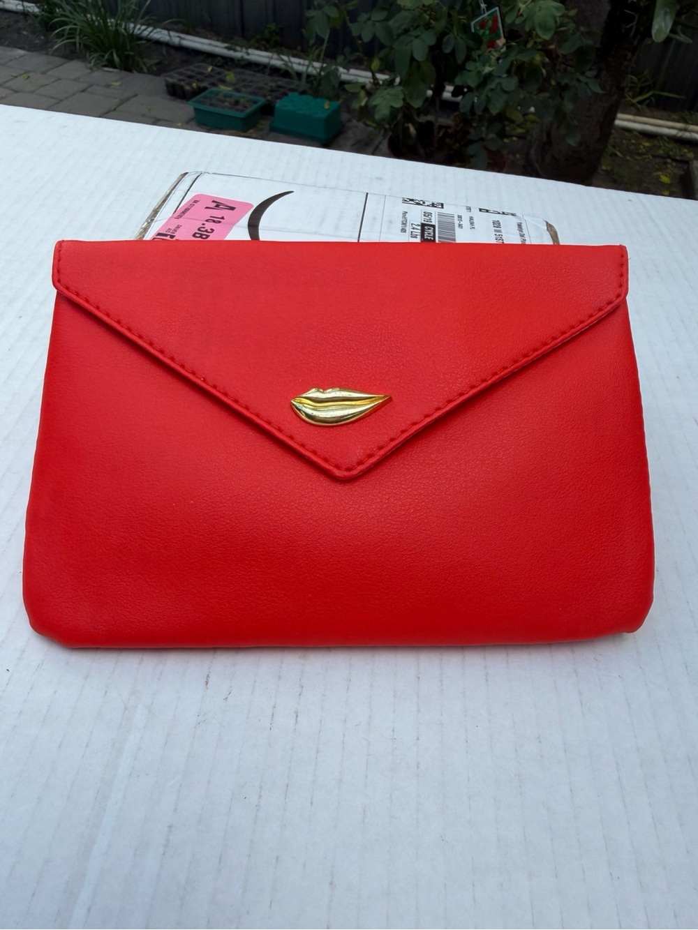 IPSY Neon Coral Makeup Bag Cosmetic Pouch Lips Clutch Travel Case